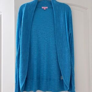 Lilly Pulitzer (Size M) Cardigan Open Front Sweater in blue